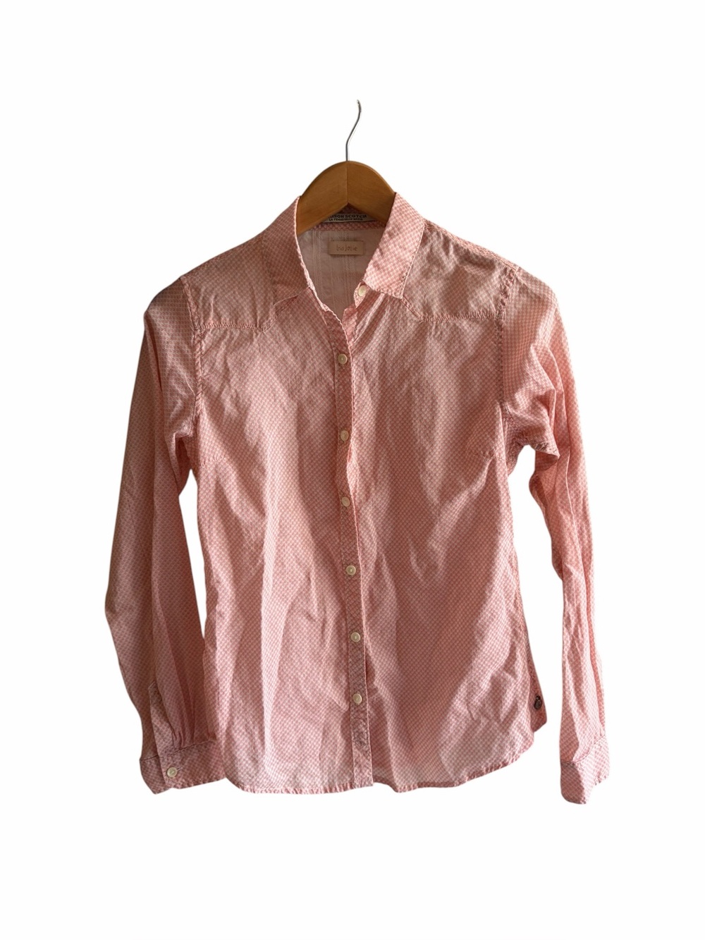 MAISON SCOTCH La Femme Selon Marie Peach Gingham Button Down - Picture 1 of 7